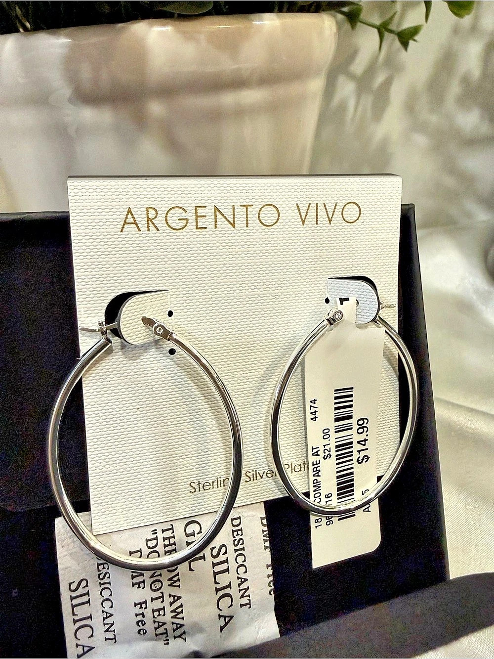Argento Vivo Sterling Silver Hoop Earrings NWT